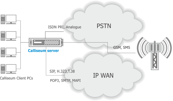 Voice/fax telephony processing platform Calliseum